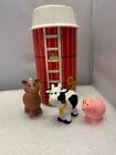 Fisher Price 1990 Barn Playset Parts Lot - Silo w/cover + Horse +Cow + Pig NICE