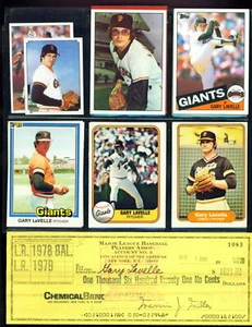 GARY LAVELLE Giants, A's (1949- ) signed 1980 MLBPA strike check +12 cards - Picture 1 of 2