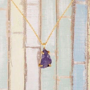 Collar de Cristal de Tanzanita Cruda Cumpleaños Zodiaco Piedra de Nacimiento Artesano Regalo Niñas - Imagen 1 de 9