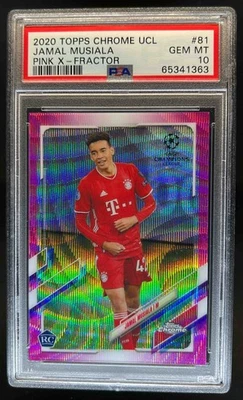 2020-21 Topps Chrome UEFA Jamal Musiala RC Pink X Fractor Rookie #81 PSA 10 - Image 1 of 2