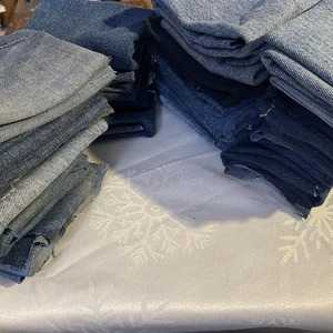 5 Pounds Denim Jean Scraps For Crafting Sewing Lot C - Picture 1 of 3