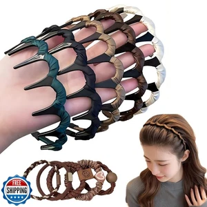 Diadema vintage de perlas artificiales de alto cráneo de 5 piezas, elegantes perlas con cuentas Hea - Imagen 1 de 5