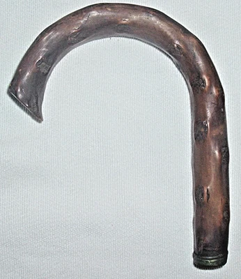 19th-C  WOODEN Walking Stick Cane HANDLE *BENT BRIARWOOD Unleaned  #4 - Image 1 of 4