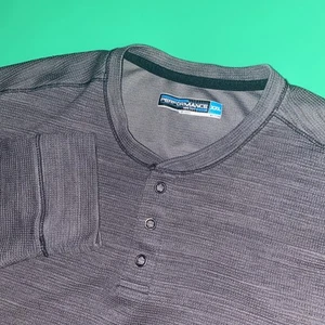 Roundtree & Yorke Performance Men’s XXL Gray Henley Long Sleeve Shirt - Bild 1 von 6