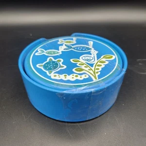 4 Ocean Theme Coasters Blue Fish Scuba So Hot Way Cool VTG Target 2005 - Picture 1 of 8