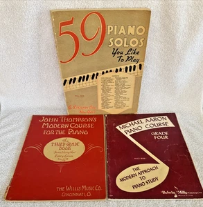 3 Piano Vintage Sheet Music 1930s Books 59 Piano Solos Piano Course Grade 3 & 4 - Picture 1 of 24
