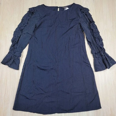 Nuevo con etiquetas Vestido Luxology Azul Marino A Rayas Volantes Manga Cambio Campana Pequeño Foto 1 de 4