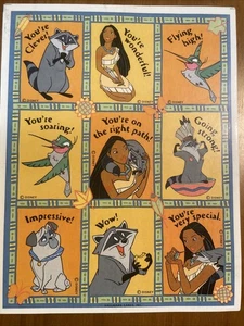 Hallmark Disney Pocahontas Aufkleber 8 volle Blätter Meeko Flit Neu Vintage - Bild 1 von 3