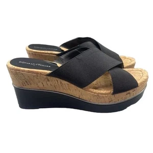 Donald J Pliner Womens 9.5 Dani-A Platform Wedge Sandals Black Open Toe Cork - Picture 1 of 8