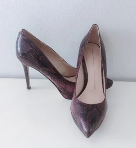 Moda In Pelle Snakeskin Heels UK 5 eu 38 Burgundy Black - Picture 1 of 18
