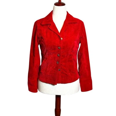 Chaqueta LAL roja pana abotonada con bolsillos y detalle manga puños talla pequeña Foto 1 de 4