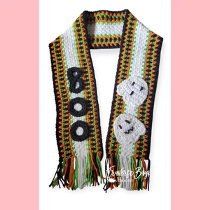 Crochet Halloween Boo Ghost Scarf Pattern PATTERN ONLY - Picture 1 of 5