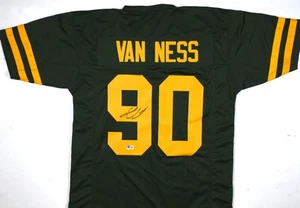 Lukas Van Ness Autographed Green Yellow # Pro Style Jersey - Beckett W Hologram - Picture 1 of 3