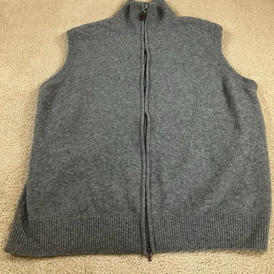 Chaleco T. Harris London Para Hombres Talla 2XL Mezcla de Lana Gris Cremallera Completa Sin Mangas Cuello Simulado Foto 1 de 4