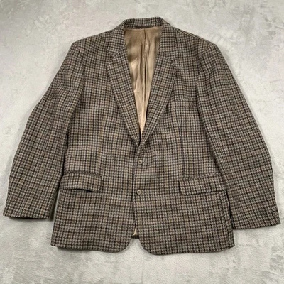 ID Jacket Mens 42 Brown Wool Blazer Check Vintage Checked Clothing Houndstooth - Image 1 of 4