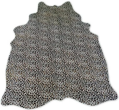 COWHIDESUSA Leopard Print Cowhide Rug Size: 7' X 5.7' White/Brown Print Cow Hide Rug M-618