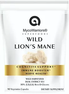Wild Lion's Mane Mushroom 10:1 Dual Extract 30% Beta-D-Glucans x90 Veg Capsules - Picture 1 of 2