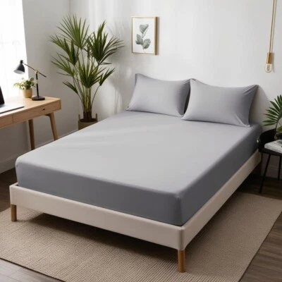 40CM Extra Deep Fitted Sheet 600TC 100% Egyptian Cotton Double King Bed Sheets - Image 1 of 4