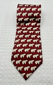 Polar Bears - Meeting Street Gentlemen Clothiers Silk Maroon Neck Tie - Picture 1 of 4