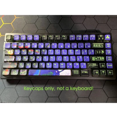 EVA01 NEON GENESIS EVANGELION PBT Clear Keycaps Set for Mechanical Keyboard - Image 1 of 4
