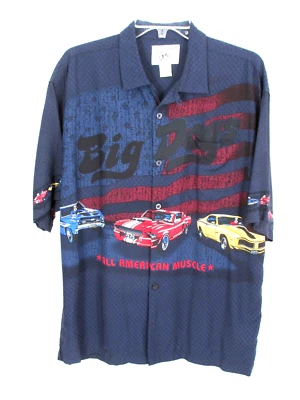 Camisa con botones BIG DOGS para hombre talla M multicolor estampado All American Muscle Cars Foto 1 de 4