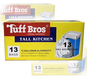 Tuff Bros Tall Kitchen Trash Garbage Bags 13 Gallons Home Garden Supplies 13Bags - Picture 1 of 5
