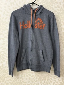 Hollister Men’s S Logo Full Zip Hoodie Sweatshirt Blue Orange - Picture 1 of 7