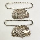 Pair Of Antique Georgian Solid Silver Decanter Labels 1809 White Wine Madeira