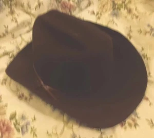 1960s Brown Cowboy Hat Made by Rockmount  "Sampede Jr-260" 100% Wool Dever. CO. - Picture 1 of 7