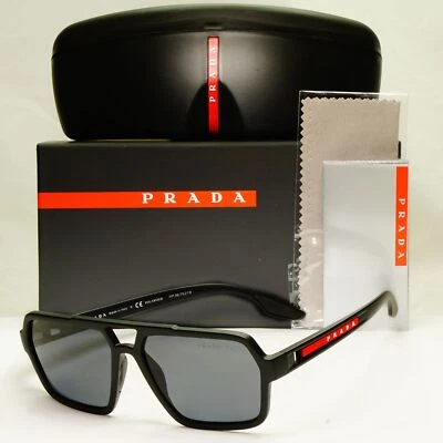 Prada Black Polarised Sunglasses Square Mens Designer SPS 01X PS01XS DG0-02G - Image 1 of 4