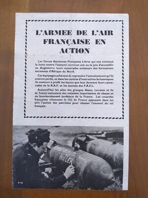 WW2 - Rare " L'ARMÉE DE L'AIR FRANÇAISE EN ACTION " ( FFI-FAFL Résistance) - Photo 1/3