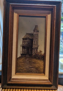 GENE WAGGONER VECCHIA CASA VITTORIANA SULLA COLLINA OLIO SU TELA DIPINTO 1979 - Foto 1 di 6