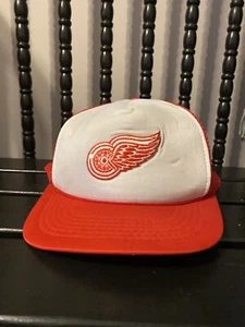Vintage Detroit Red Wings Snapback Trucker Hat Rope Hockey - Picture 1 of 3