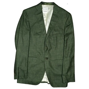 SOR SÖR Herren Jacke Sakko Blazer Wolle Seide Leinen 98 L Grün kariet dünn NEU - Picture 1 of 3