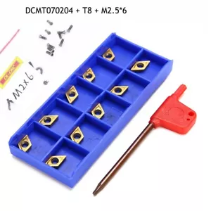 10pcs DCMT21.51 DCMT070204 BP251 Carbide Insert + 1pc T8 wrench + M2.5*6 screw - Picture 1 of 9