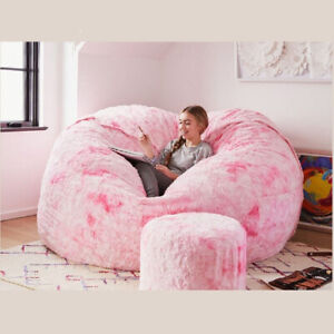 7-foot giant fur bean sandbag cover living room big round soft without padding