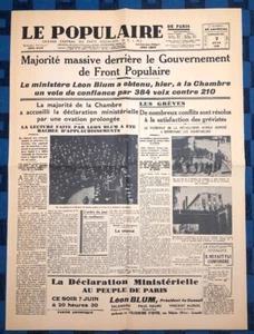 La Une Du Journal Le Populaire Dimanche 7 Juin 1936 Le Front Populaire - Foto 1 di 3
