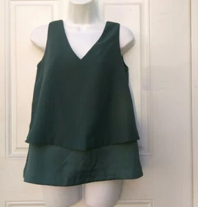 BANANA REPUBLIC Women's Layered Mesh Tank Top Size XS Green Zipper Blouse Dressy - Picture 1 of 5
