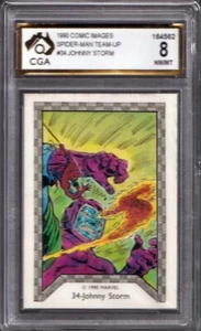 1990 Comic Images Spider-Man Team-Up #34 Johnny Storm - CGA 8 NM/MT - Picture 1 of 3