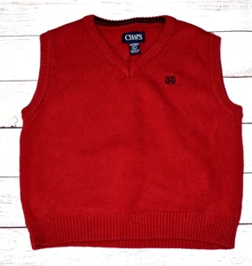 Chaps Boys Soild Red V-Neck Sweater Vest Size XS (6/7) - Picture 1 of 4