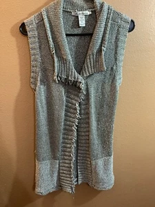 American Rag Silver Gun Metal Sleeveless Cardigan Vest Jacket XL - Picture 1 of 5