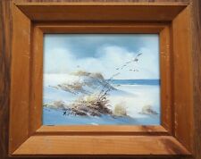 Beautiful Seascape Painting On Canvas Signed R.THOMSON Wood Frame