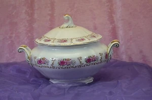 ANCIENNE SOUPIÈRE SERVICE DE PORCELAINE DIGOIN DECO FLEUR SHABBY TABLE ASSIETTE - Imagen 1 de 8