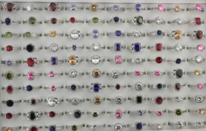 35pcs Wholesale Mixed Lots Cubic Zirconia Charm Wedding Copper Adjustable Rings - Picture 1 of 9