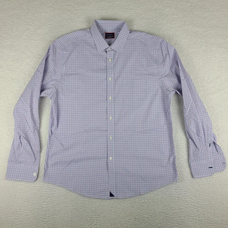 UNTUCKit рубашка мужская большой синий фиолетовый клетку производительности платье на пуговицах - Изображение 1 из 4