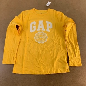 GAP Boys Size XXL (14-16) Yellow Logo Long Sleeve Crew Neck Tee NWT *Flaw - Picture 1 of 6