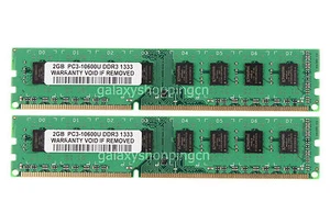 4GB 2X 2GB PC3-10600 DDR3 1333MHz 240pin UDIMM Desktop Memory PC10600 For Intel - Picture 1 of 12