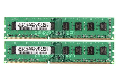 4GB 2X 2GB PC3-10600 DDR3 1333MHz 240pin UDIMM Desktop Memory PC10600 For Intel - Image 1 of 4