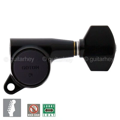 NEW Gotoh SG381-07 Mini Keys L6 SET 6 in line Tuners Right Handed - BLACK - Image 1 of 4