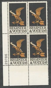 US. 1344. 6c. Register And Vote Issue. Plate Block of 4. MNH. 1968 - Picture 1 of 2